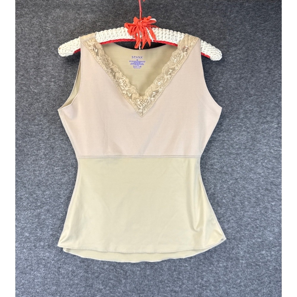 Spanx Shapewear Camisole Size M Lace Trim V-Neck Tank Night Out Wedding Party